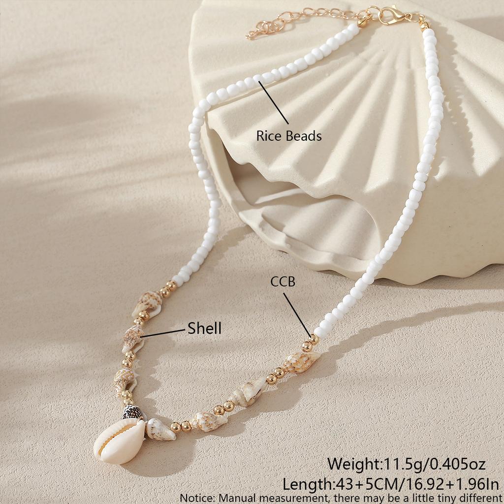 Jewelry Beaded Necklace Beach Natural Shell Conch Necklace Beach Vacation Style Pendant Collarbone Chain