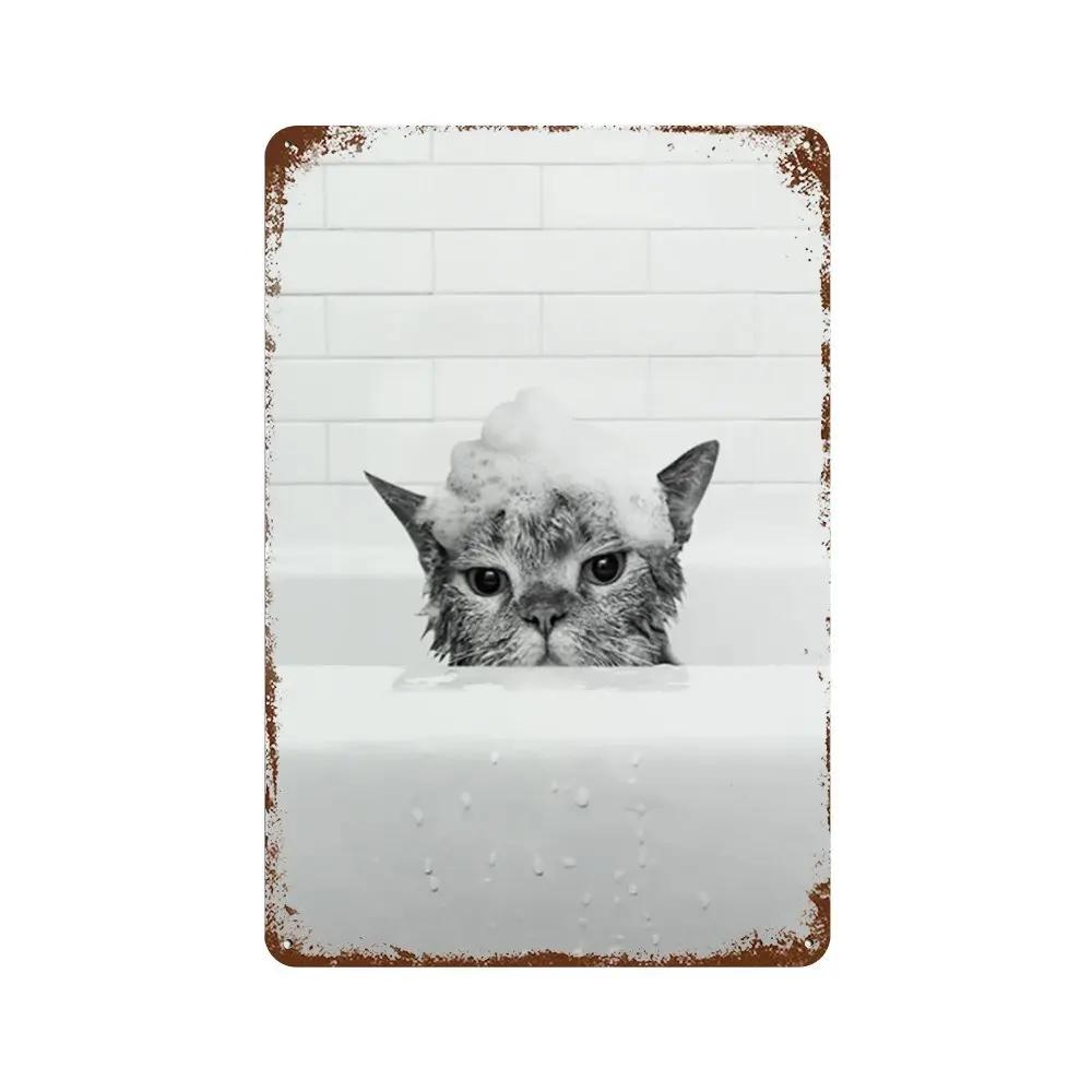 Funny Animal Posters Metal Tin Sign Plaque Dog Monkey Reading Newspapers Decorative Plates For Toilet Bathroom Wall Art Decor