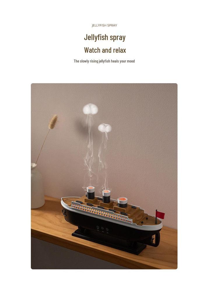 Retro Steamboat Aromatherapy Ultrasonic Jellyfish Mist Humidifier
