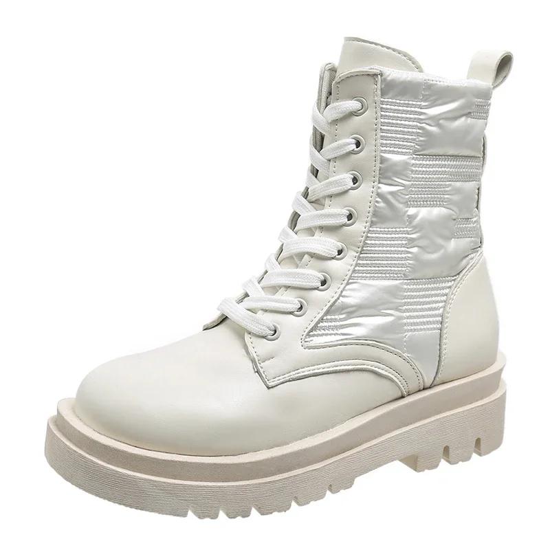 Prodej Módní Dámské Zimní Bojové Boty Nové Šněrovací Silná Podrážka Módní Kožešinové Platformové Boty Punk Gotické Kotníkové Boty