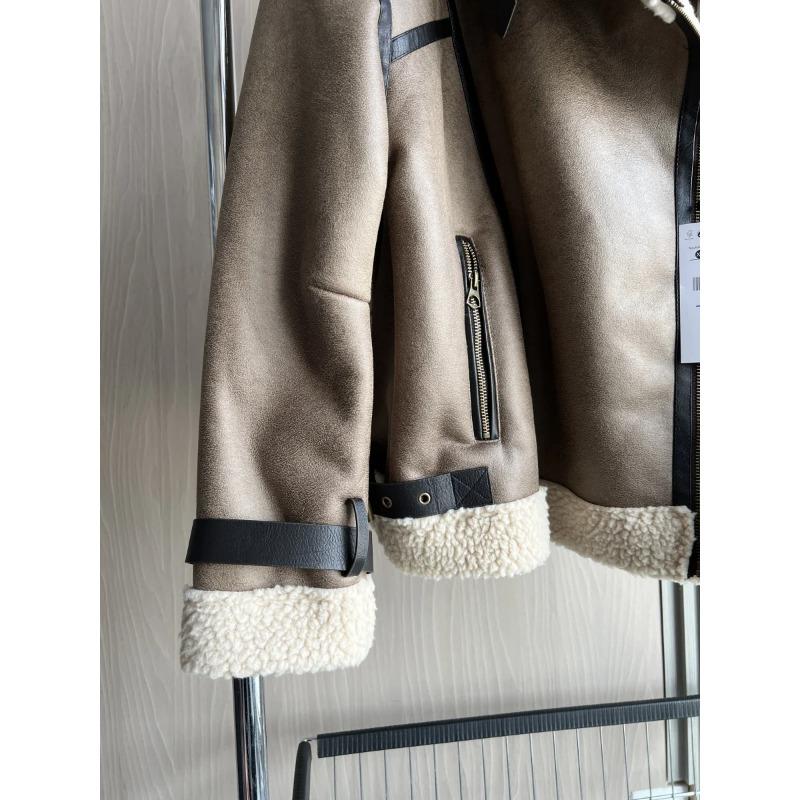 Winter New Arrival Traf Women's Fashion Oversized Belted Skirted Hem Double-Sided Collar Faux Fur Jacket