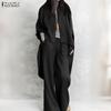 ZANZEA Women Long Sleeve Long Blouse and Pants Casual Two Piece Suit Sets