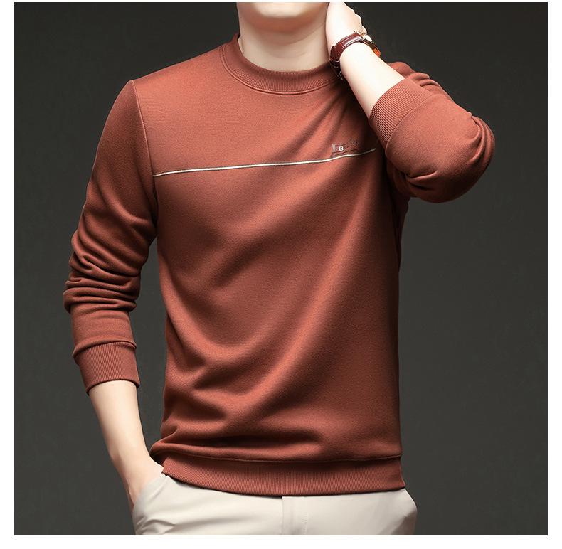 Men's Fleece-Lined Round Neck Long Sleeve Warm Wool T-Shirt