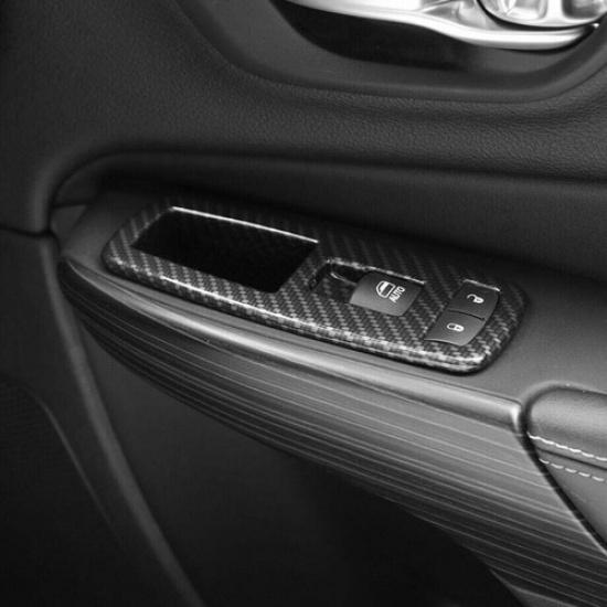 For Jeep Cherokee 2014- Carbon Fiber Interior Window Switch Panel Cover Trim