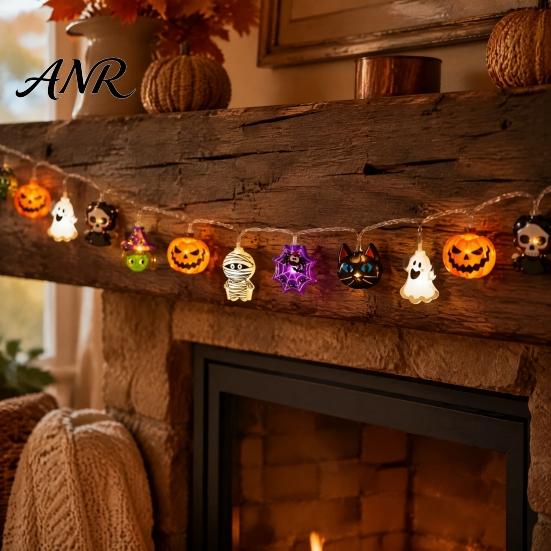 Bedroom Festive Lighting Halloween String Lights, 10/20 LED Spooky Pumpkin Ghost Fairy Light, Battery Decorative Powered Bulbs Operated Lights