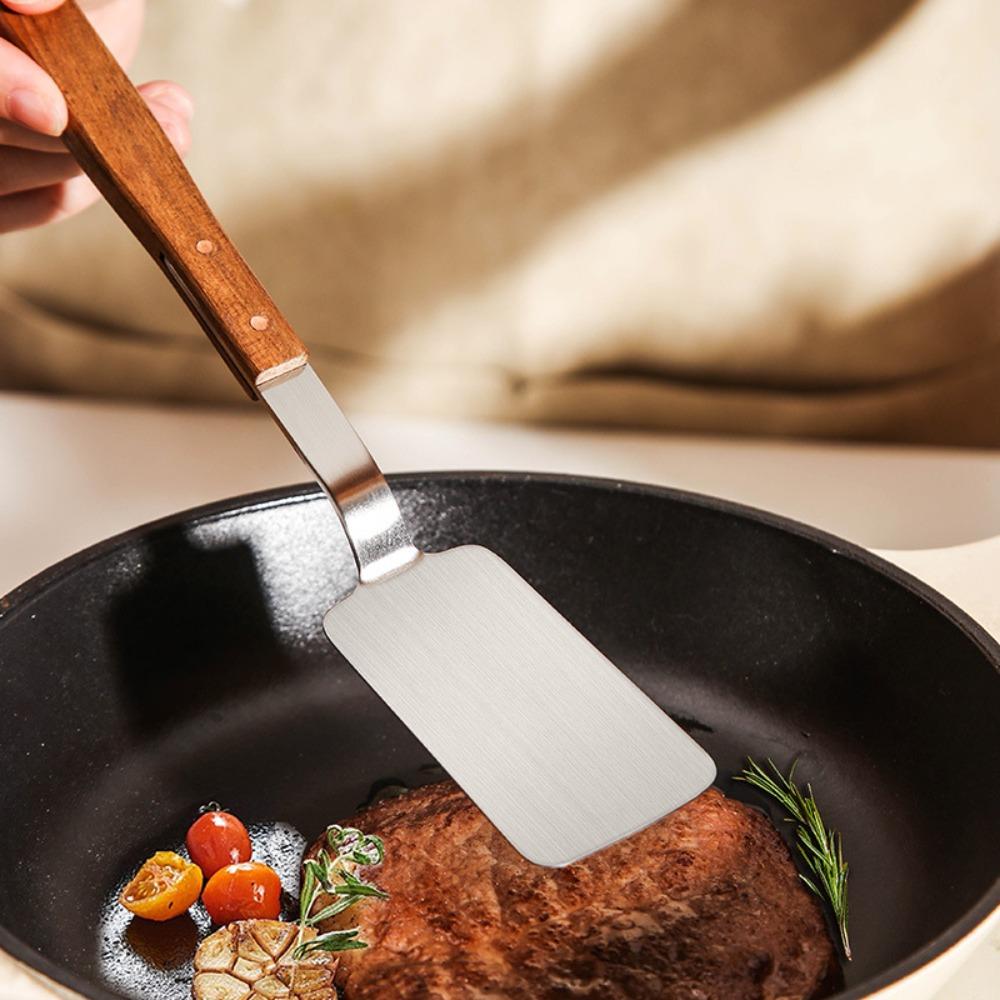 Long Handle Frying Spatula 304 Stainless Steel Cooking Turner Practical Cooking Shovel  Steak
