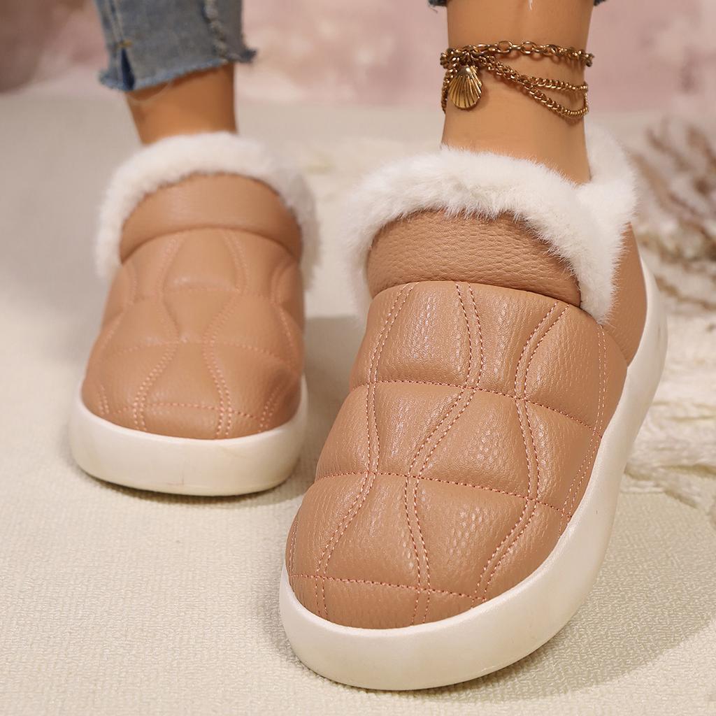 Fashion Casual Stitching Decoration Furry Snow Boots Women 2025 Winter Comfort Round Toe Thick Bottom Boots Warm Short Plush Booties