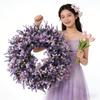 Lifelike Artificial Lavender Wreath Vivid Colors Fake Flower Wreath Spring Wreath  Wall Hanging