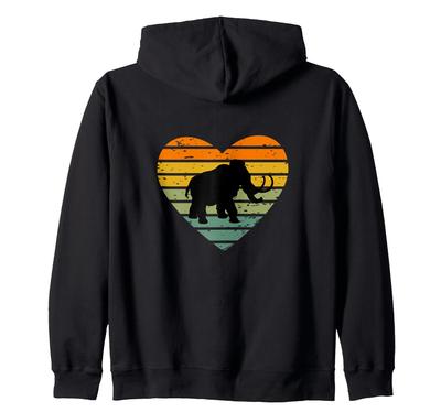 Ich Liebe Mammuts Stone Age Prehistoric Ice Age Vintage Mammoth Zip Hoodie