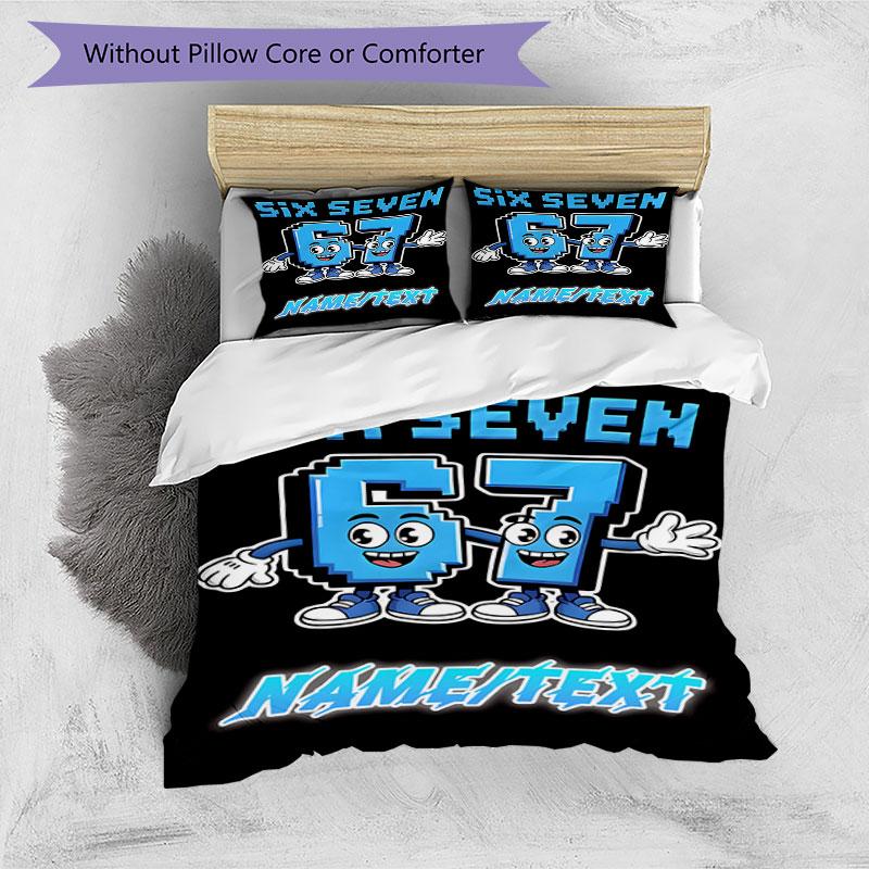 3PC Custom Name "Six Seven Friends Adventure" Bedding Set Printed Bedding Set Duvet Cover Closure Includes 1 Duvet Cover & 105 Pillowcases for Bedroo