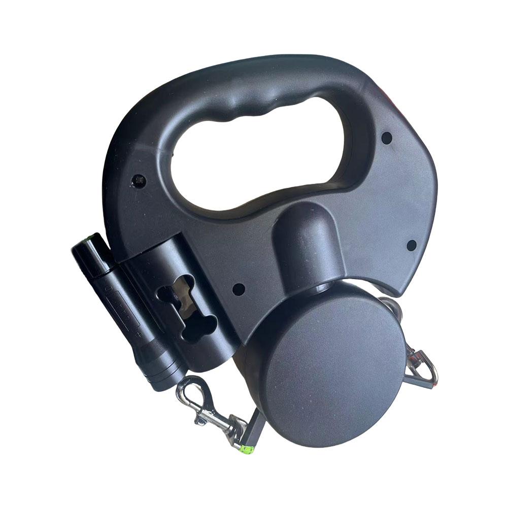 Doppelköpfige Hundeleine Zugseil 360 Grad drehbar Doppelte Haustierleine mit LED-Licht Einziehbare Hundeleine für 2 Hunde