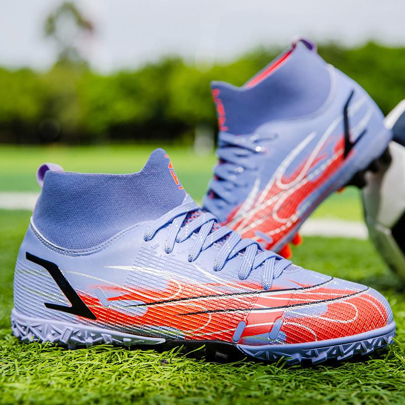 Football Shoes Fly-woven Socks Mouth Tf Broken Nails Artificial Turf Training Long Nails Competition Shoes Parent-child