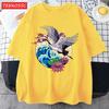 Cranes Enjoy Blooming Flowers Men T Shirts Vintage Fashion Soft Short Sleeve Summer Comfortable TShirt Unisex Cotton Loose Top