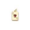 2 PCs Brass & Cubic Zirconia Poker/ Paper Card/ Game Card Charms 18K Gold Plated Poker Card Heart Pendant Necklace DIY19mm x 9mm