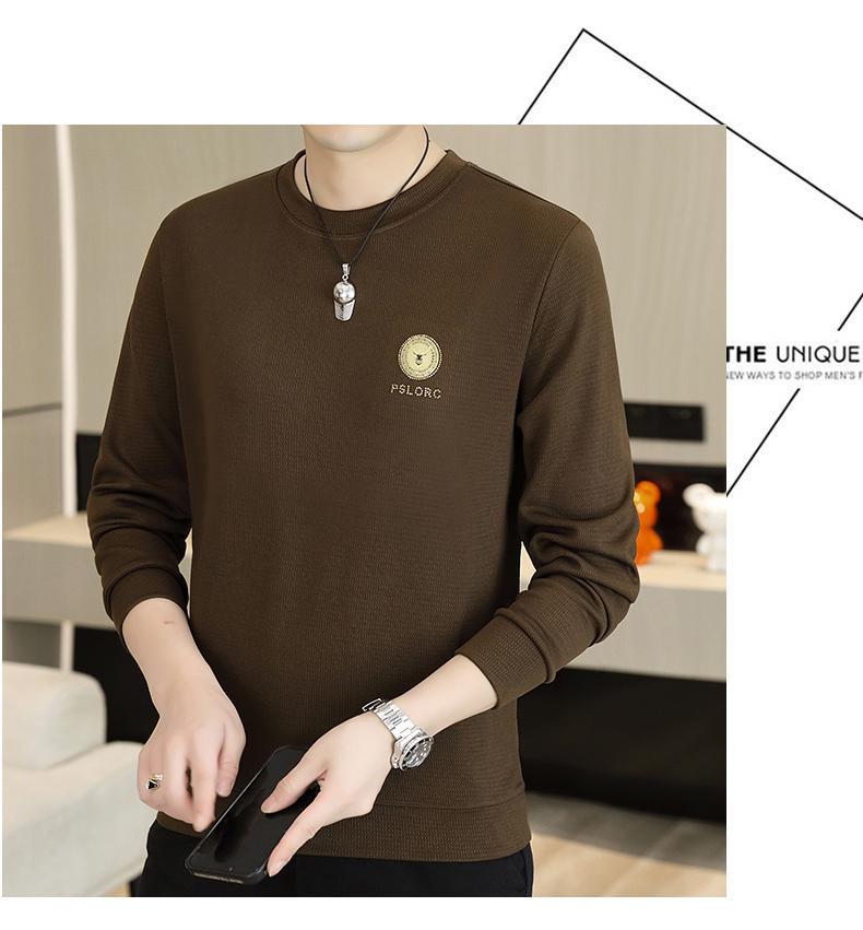 Men's Velvet Slim-Fit Long-Sleeve Sweatshirt for Spring & Autumn