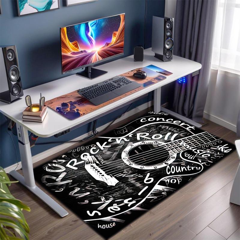 1 Peça Tapete Circular Estampado com Elementos Musicais, Capacho para Casa, Tapete de Proteção para Viagem ao Ar Livre A6