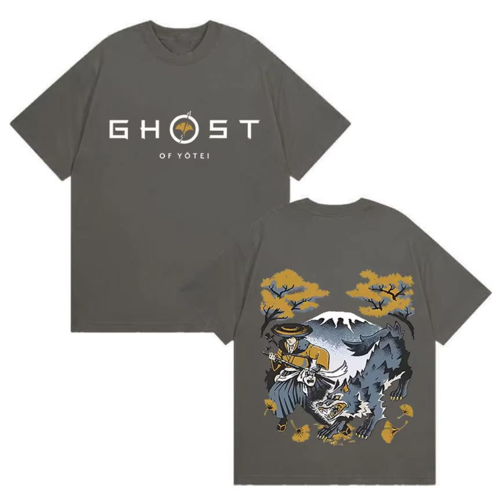 Japanisches Spiel Ghost of Yotei Grafik T-Shirt Herren Damen Mode Harajuku Kleidung T-Shirt Lässig Hohe Qualität Männliches Baumwoll-T-Shirt