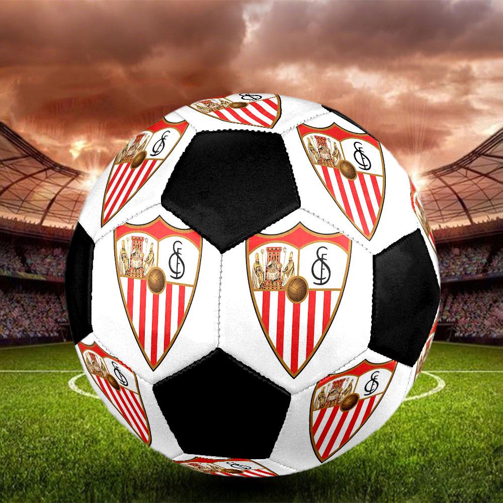 1PC Sevilla logo size 5 soccer ball PrahaIndoor Soccer Ball Colorful All Ages Machine Stitched PVC Competition Ready Durable High-Bounce