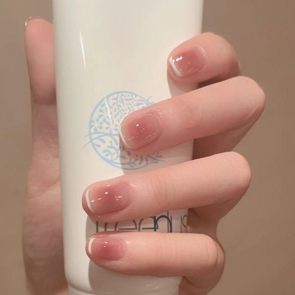 With Glue French False Nails Gradients Nail Tips Fashion Fake Nails  for Women and Girls