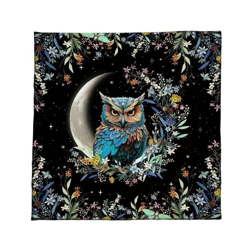 Sun Moon/Owl Pattern Astrology Tablecloth Tarots Divinations Tablecloth Altars Cloth Divinations Board Game Accessory