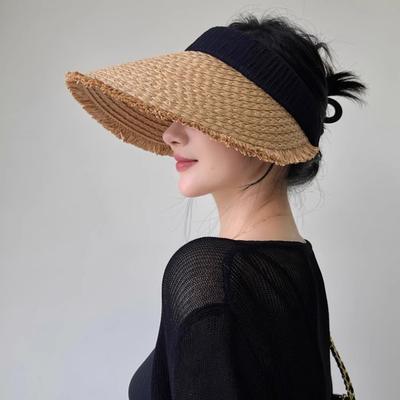 Sunscreen Hat Women's Sunshade Summer Can Roll New Outdoor UV Protection Sun Hat Straw Large Brim Empty Top Hat