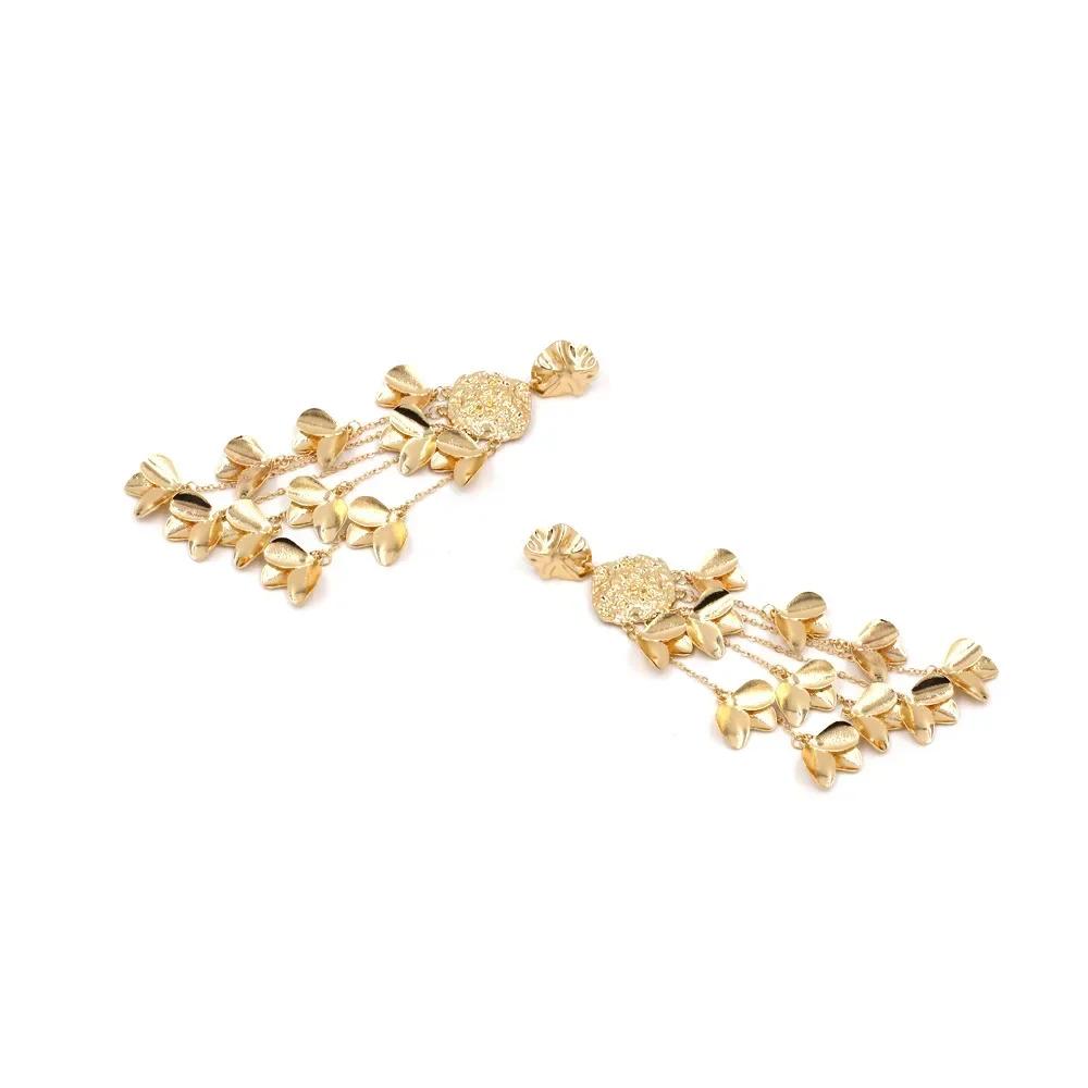 Tassel Earrings Exaggerated European and American Long Wild Retro Fashion Alloy Flower 2024