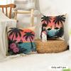 Tropical Palm Flamingo Cushion Cover Natural Linen Organic Fabric DoubleSided Printing Couch Pillow Covers Home Decor