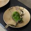 Antique Gold-Tone Round Tray Sturdy Aluminum Long-Lasting for Coffee Table