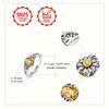 Women's 925 Silver Yellow Synthetic Zircon Ring Elegant Fashion Daisy Inlaid Synthetic Zircon Suitable for Proposal, Engagement, Wedding Ring