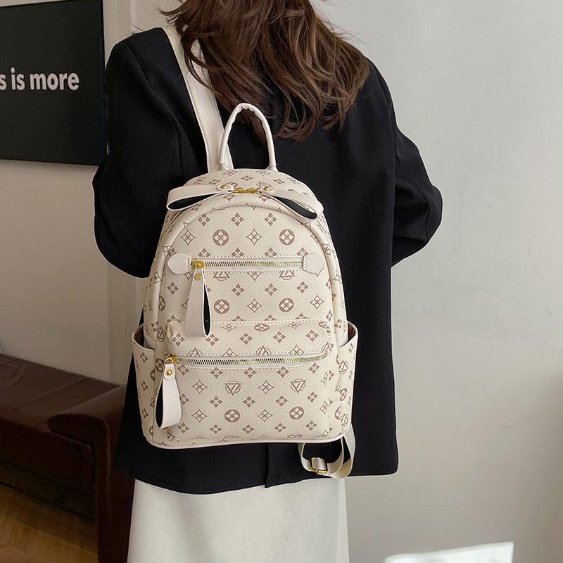 Módní dvoupásový batoh - Nový styl dámský batoh s retro potiskem písmen a velkou kapacitou pro venkovní cestování - Dámská taška