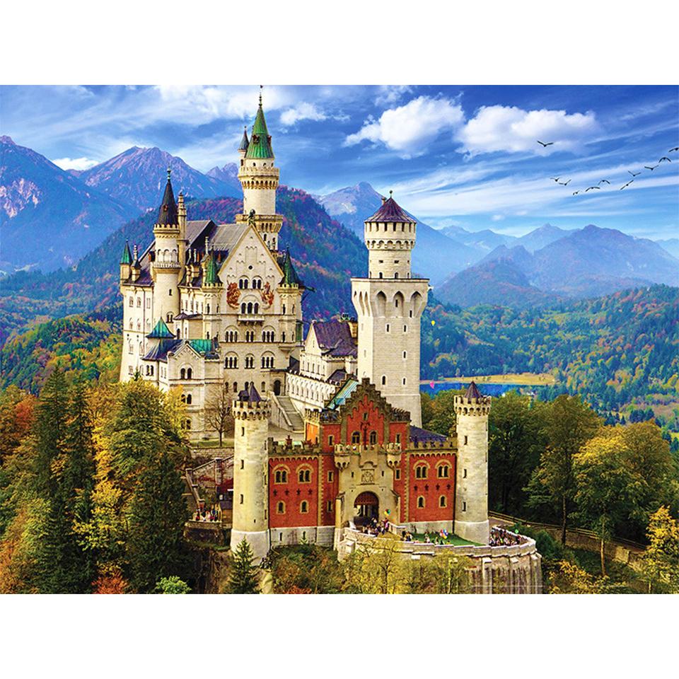 5D DIY Diamond Painting Landscape Castle Full Round Rhinestone Embroidery Cross Stitch Kit Mosaic Picture Home Decoration Gift