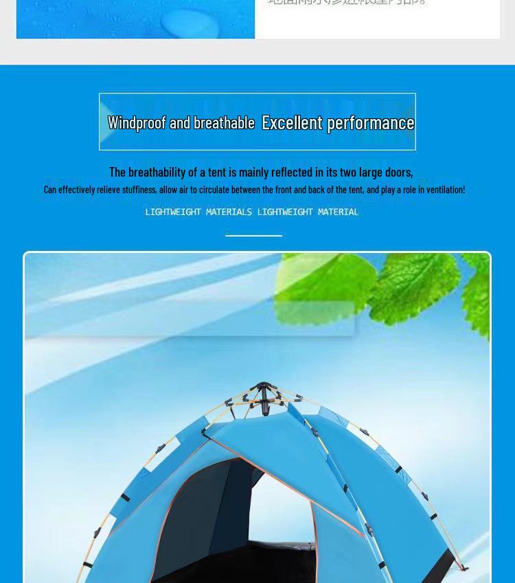 3-4 Person Double-Layer Automatic Camping Tent with Full Outdoor Equipment Set