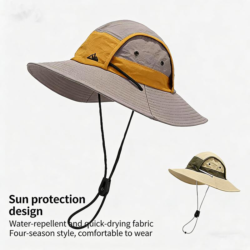 Spring summer new men outdoor travel sun protection women sun shading hat spliced large eave washed old fishing hiking hat