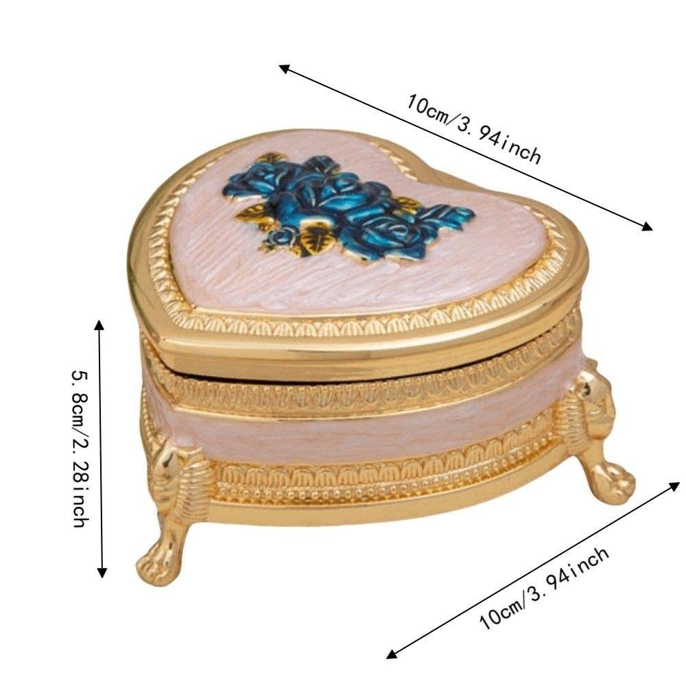 Zinc Alloy Jewelry Storage Holder Heart Shape Vintage Jewelry Organizer Box  For Earrings