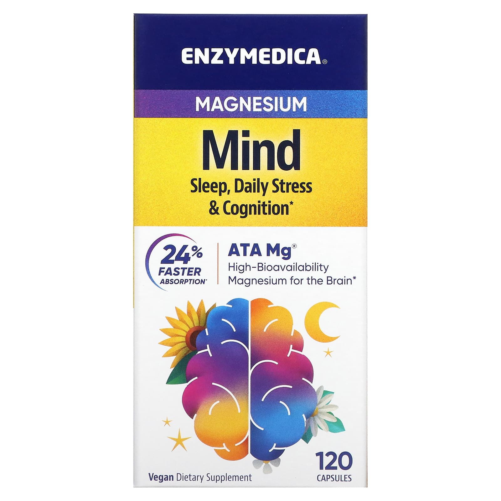 

Enzymedica, магній, розум, 120 капсул
