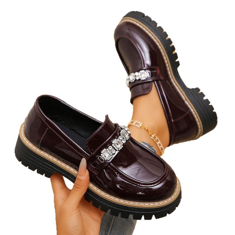 Women's Wide Width Pearl Decorated Loafers, Solid Color Fashion Oxford Shoes, European Style Dressy Casual Slip-Ons