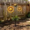 Decorative Garden Stake 2D Sunflowers Stake, Retro Flat Metal Plant Decoration, Carnivorous Outdoor Flower Yard Art for Lawn Bed Planter Creative
