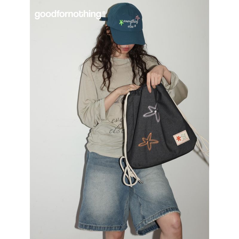 

Goodfornothing Nothing Good Flower Drawstring Backpack Shoulder Bag Messenger Bag Backpack School Bag Commuter Denim colors (presale)