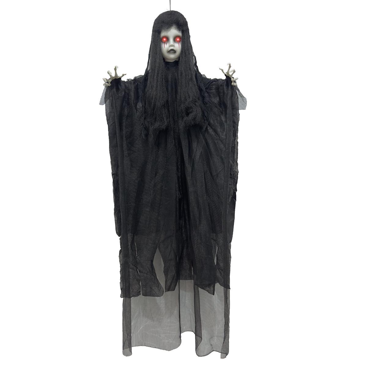Luminous Hanging Ghost Decoration - Grim Reaper Cloak for Halloween Haunted House Props чёрный