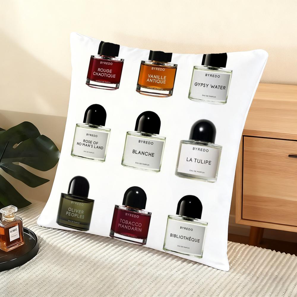 B-B-Byredo Perfume Cushion Cover Silky Short Plush Home Sofa Cushion Cover - Invisible Zipper Home Decoration
