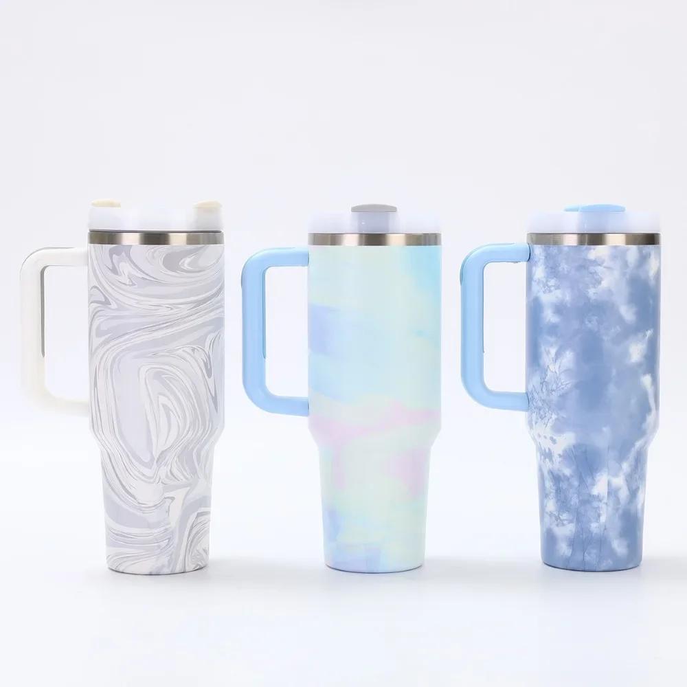 Good Quality 304 Stainless Steel High-value 40oz Bingba Cup Outdoor Portable with Handle Straw Thermos Cup