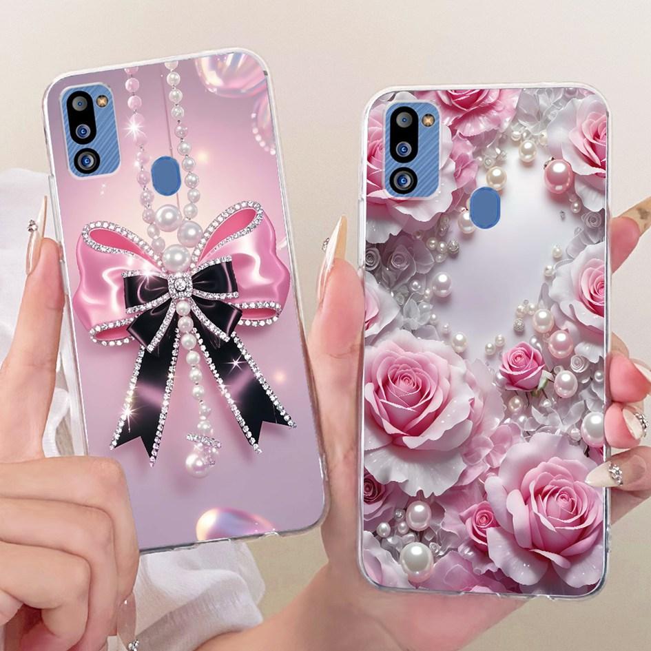 For Cover Samsung Galaxy M21 2021 Phone Case SM-M215G Shell Fashion Flower Soft Silicone Clear Cover For Samsung M21 2021 Fundas