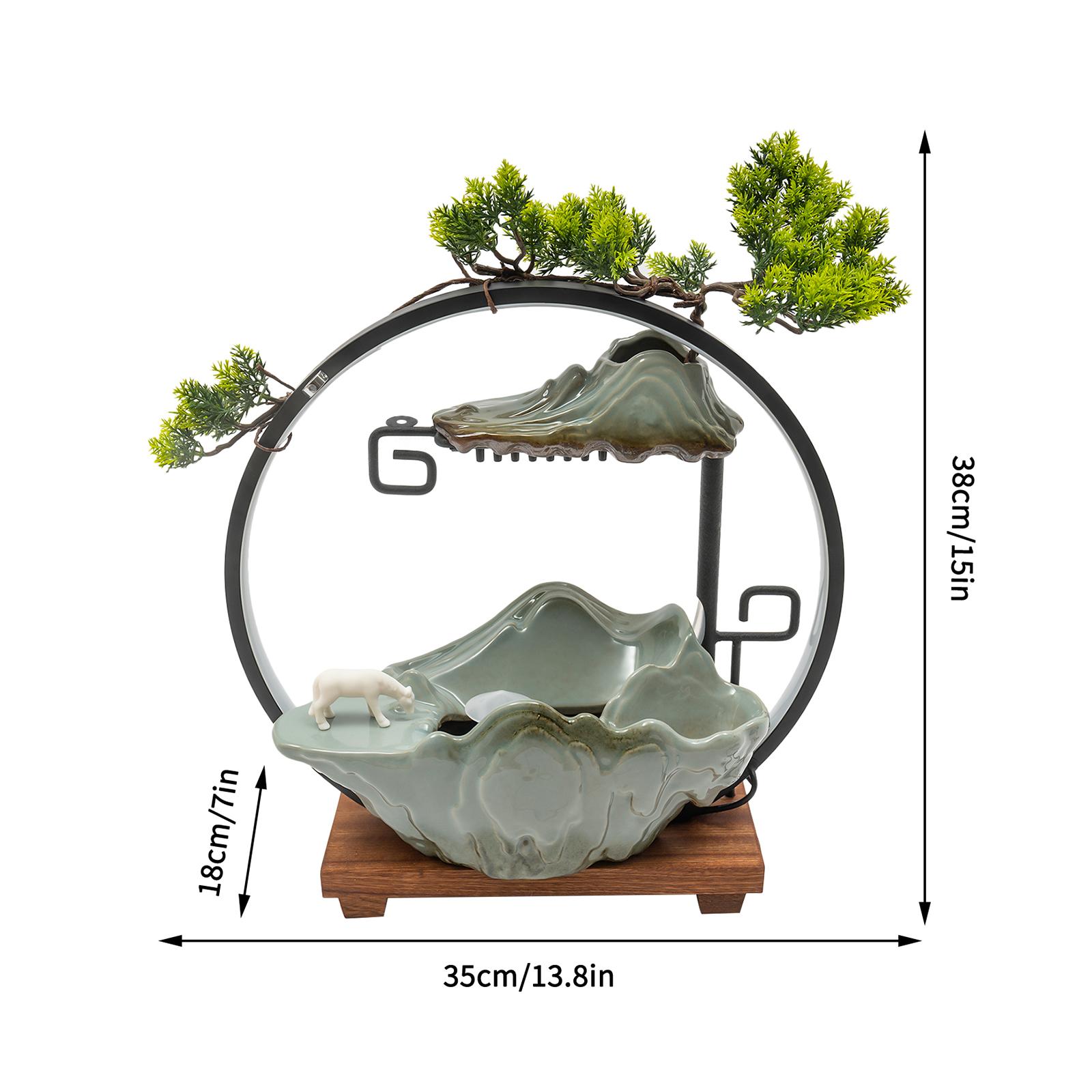 Настольные фонтаны для воды, комнатный водопад с круглым светодиодом, распылитель может менять 7 цветов, комнатные фонтаны для медитации