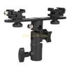 B03C DSLR Dual Flash Bracket 2-Hot Shoe Mount Speedlight Stand Umbrella Flash Holder