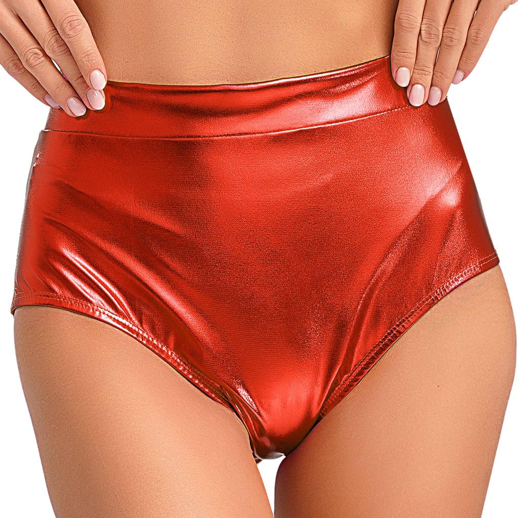 Women's Shorts Wetlook Hotpants Metallic Panties Shiny Stretch Dance Shorts Party Disco Night Club Costume