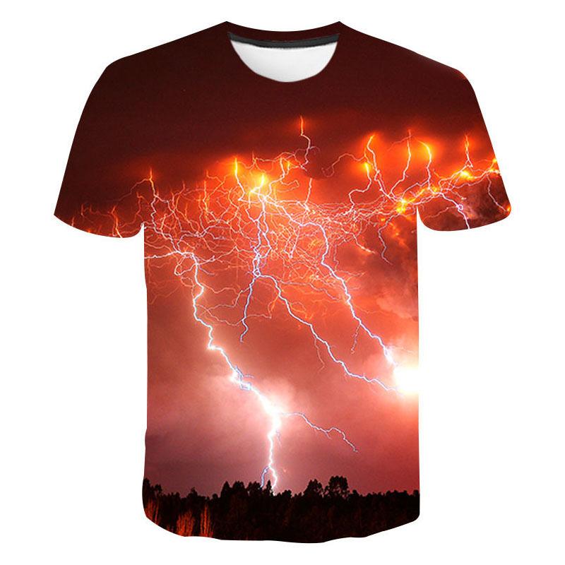 Summer Fashion Cool Lightning Graphic T Shirts Men Trend Casual Streetwear 3D Printed Leisure Sports Oversized t shirt Tops