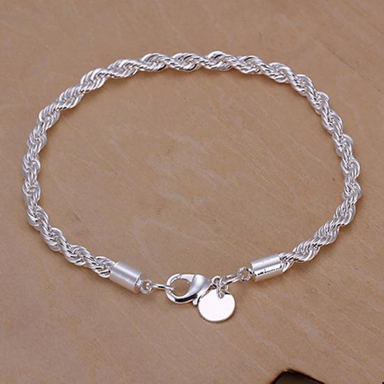 Women Elegant Silver Plated Twisted Chain Bracelet Bangle Jewelry Fashion Accessories for Party