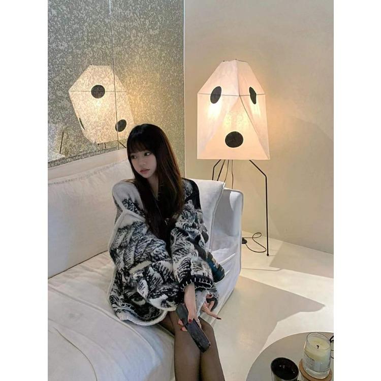 Vintage Knitted Oversized French Lazy Style Sweater Coat for Women