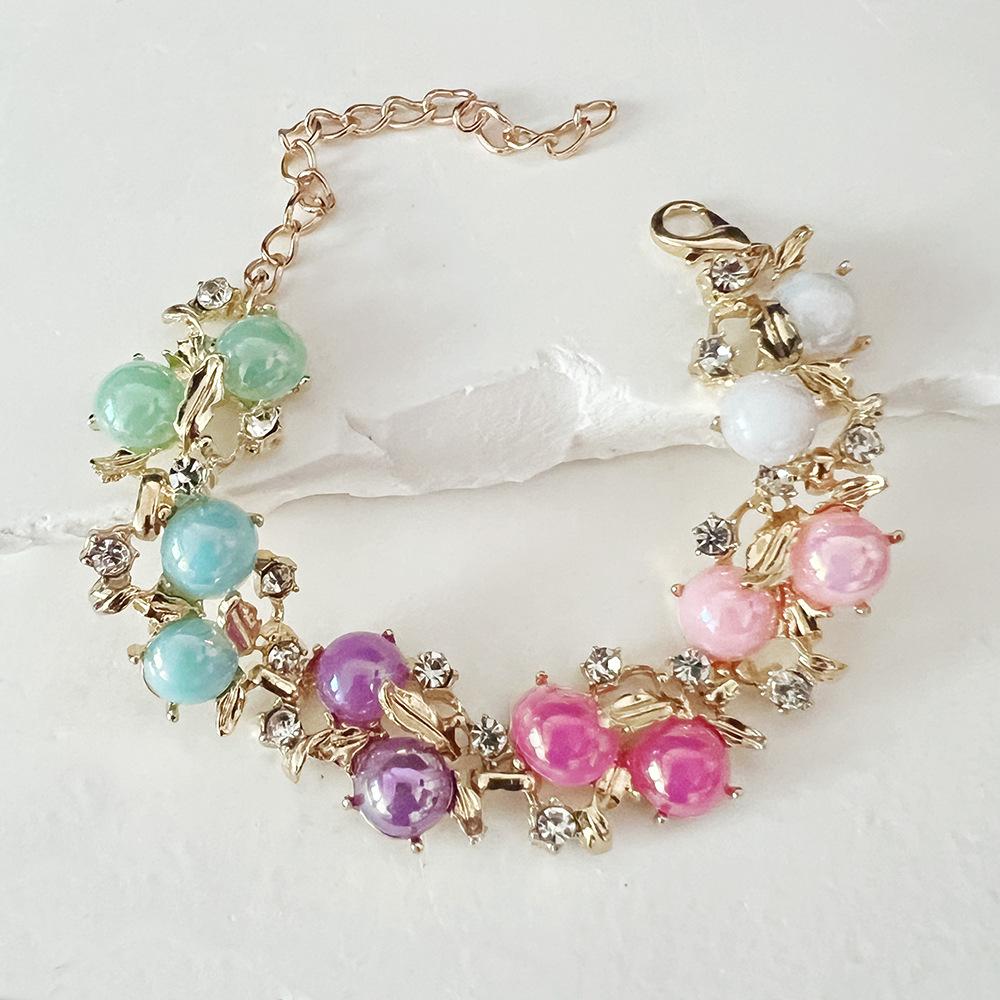 Collar, pendientes y pulsera de moda de color caramelo transfronterizos europeos y americanos, conjunto de joyería de boda con diamantes brillantes exquisitos, joyería de estilo de corte