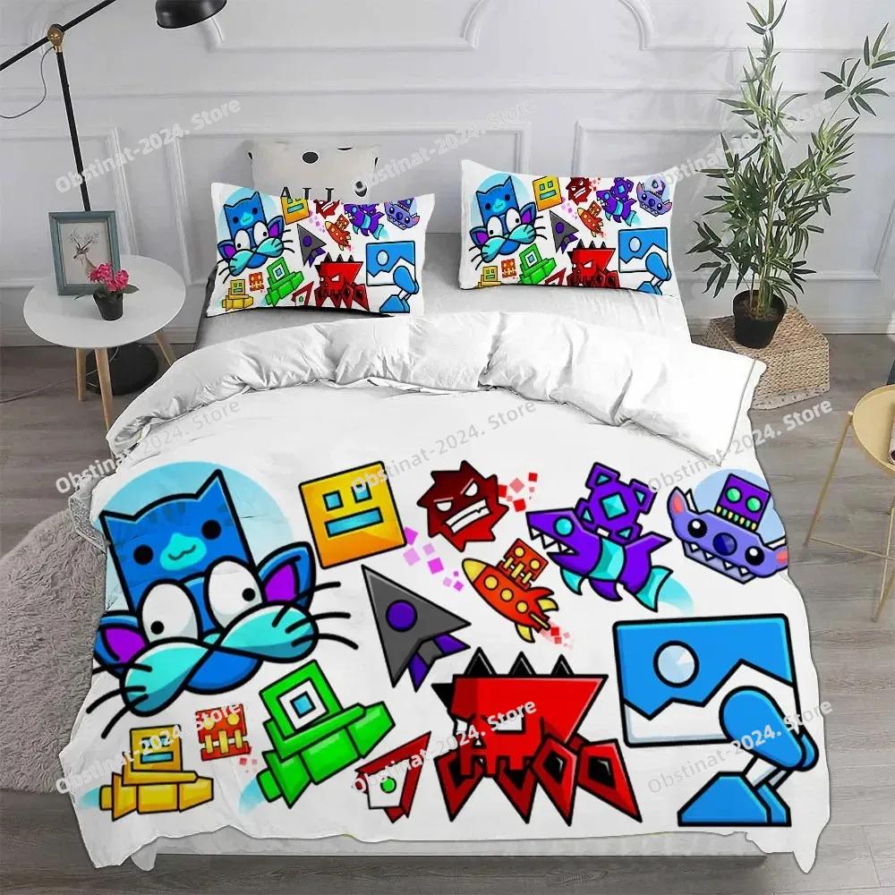 Geometry Dash Beding Sets Warm Comforter Quilt Bed Cover Soft Duvet Cover Pilow Case Sets Children Kids Adult People Sized Dimensions